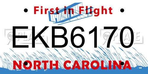 EKB6170 North Carolina License Plate