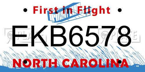 EKB6578 North Carolina License Plate