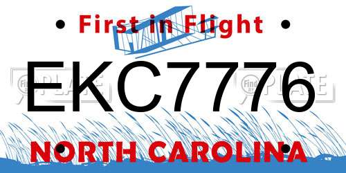 EKC7776 North Carolina License Plate