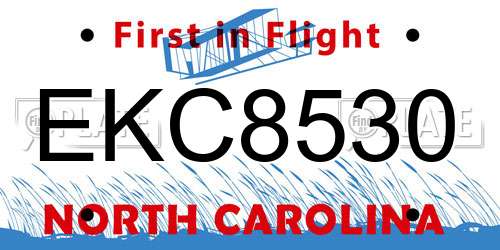EKC8530 North Carolina License Plate