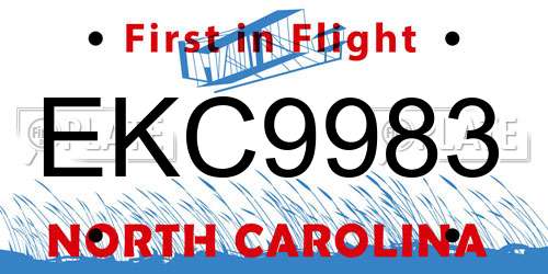 EKC9983 North Carolina License Plate