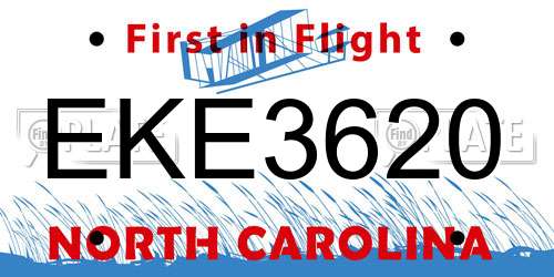 EKE3620 North Carolina License Plate