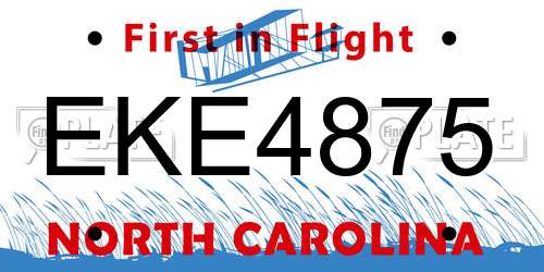 EKE4875 North Carolina License Plate