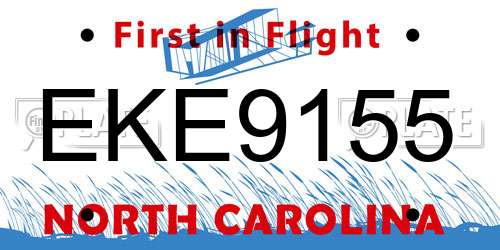 EKE9155 North Carolina License Plate
