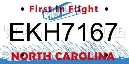 EKH7167 North Carolina License Plate