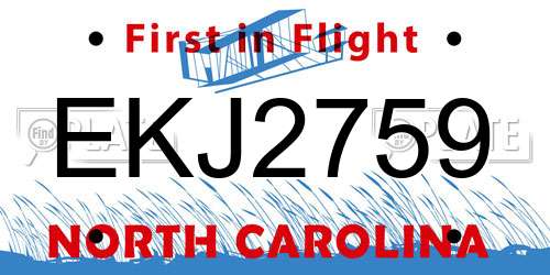 EKJ2759 North Carolina License Plate