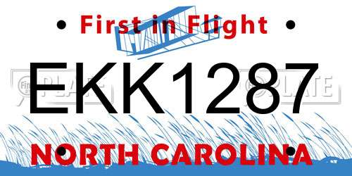 EKK1287 North Carolina License Plate