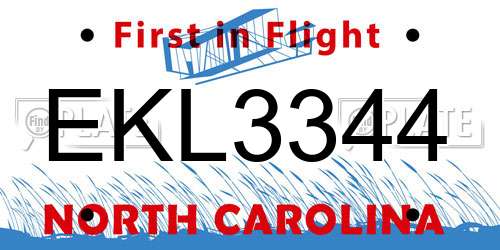 EKL3344 North Carolina License Plate