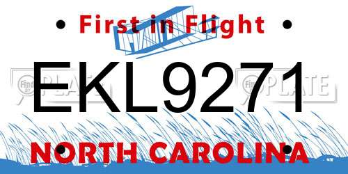 EKL9271 North Carolina License Plate