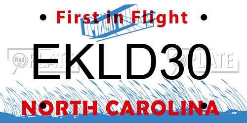EKLD30 North Carolina License Plate