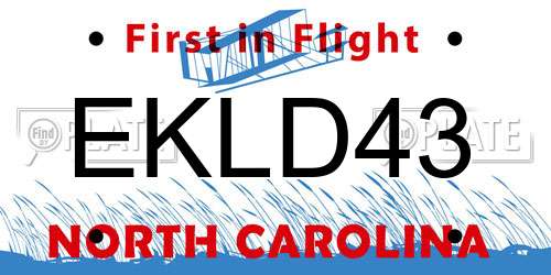 EKLD43 North Carolina License Plate