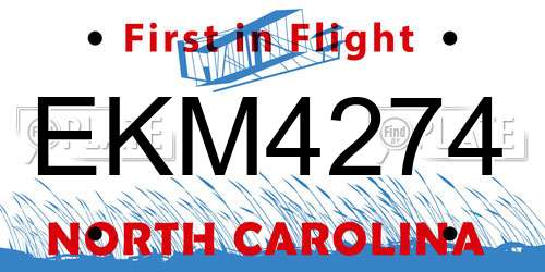EKM4274 North Carolina License Plate