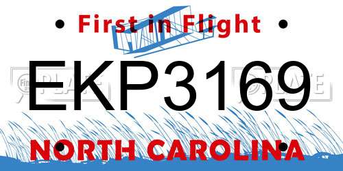 EKP3169 North Carolina License Plate