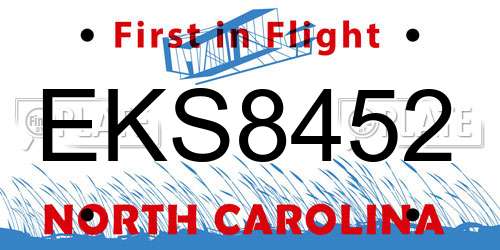 EKS8452 North Carolina License Plate