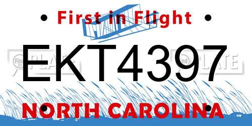 EKT4397 North Carolina License Plate