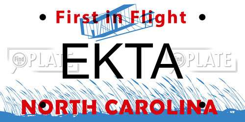 EKTA North Carolina License Plate