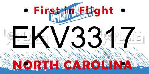 EKV3317 North Carolina License Plate