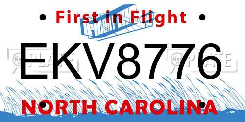 EKV8776 North Carolina License Plate