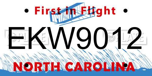 EKW9012 North Carolina License Plate