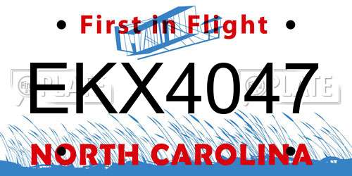 EKX4047 North Carolina License Plate