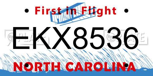 EKX8536 North Carolina License Plate