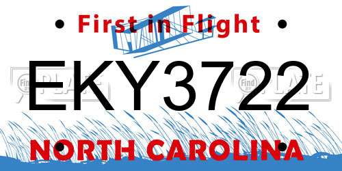 EKY3722 North Carolina License Plate