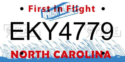 EKY4779 North Carolina License Plate