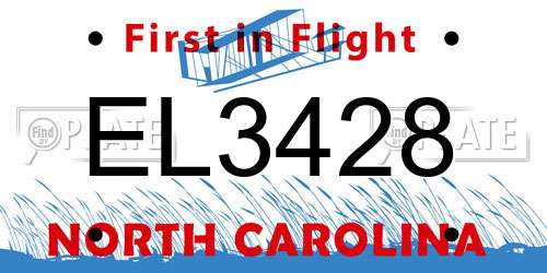 EL3428 North Carolina License Plate