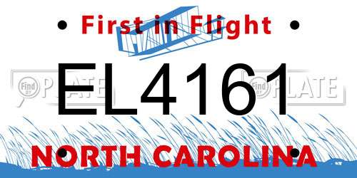 EL4161 North Carolina License Plate