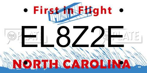 EL8Z2E North Carolina License Plate