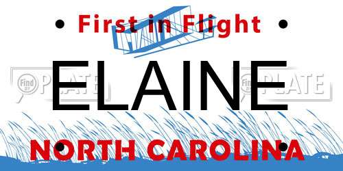 ELAINE North Carolina License Plate