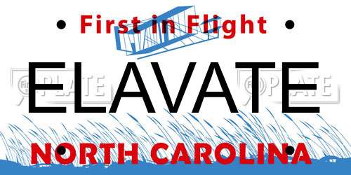 ELAVATE North Carolina License Plate
