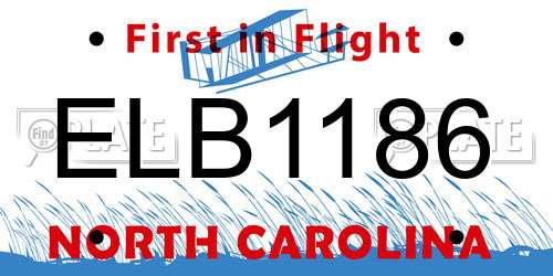 ELB1186 North Carolina License Plate