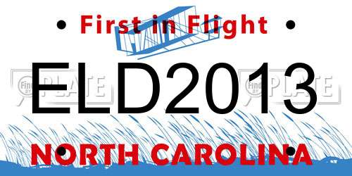 ELD2013 North Carolina License Plate