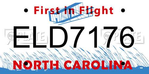 ELD7176 North Carolina License Plate