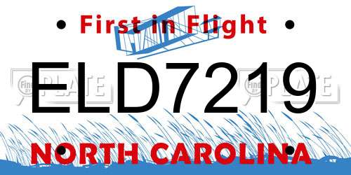 ELD7219 North Carolina License Plate