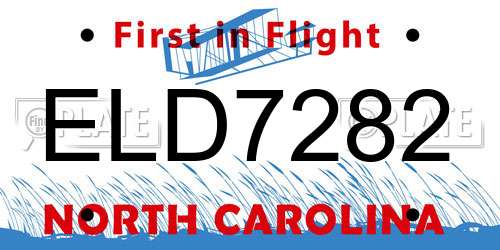 ELD7282 North Carolina License Plate