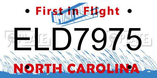 ELD7975 North Carolina License Plate