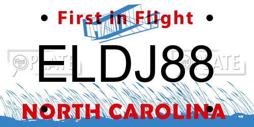 ELDJ88 North Carolina License Plate