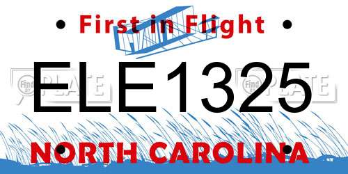 ELE1325 North Carolina License Plate