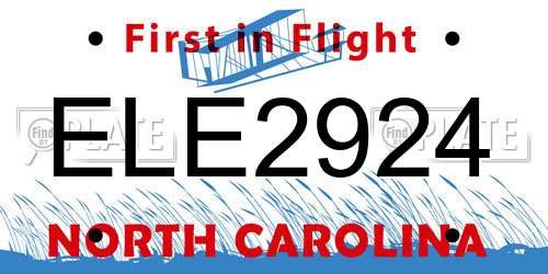 ELE2924 North Carolina License Plate