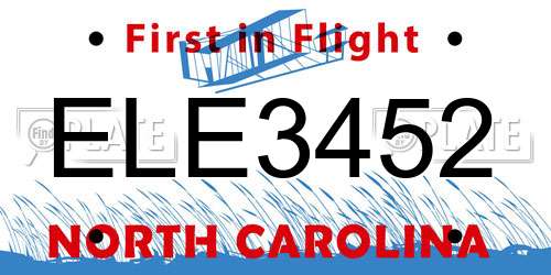 ELE3452 North Carolina License Plate