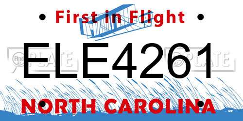 ELE4261 North Carolina License Plate