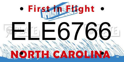 ELE6766 North Carolina License Plate