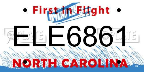 ELE6861 North Carolina License Plate
