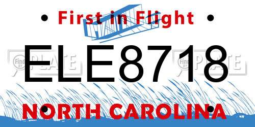 ELE8718 North Carolina License Plate
