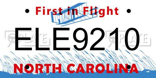 ELE9210 North Carolina License Plate