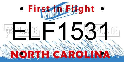 ELF1531 North Carolina License Plate