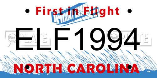 ELF1994 North Carolina License Plate