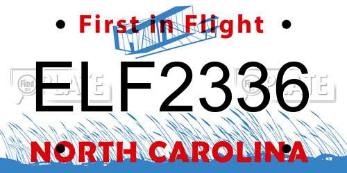 ELF2336 North Carolina License Plate